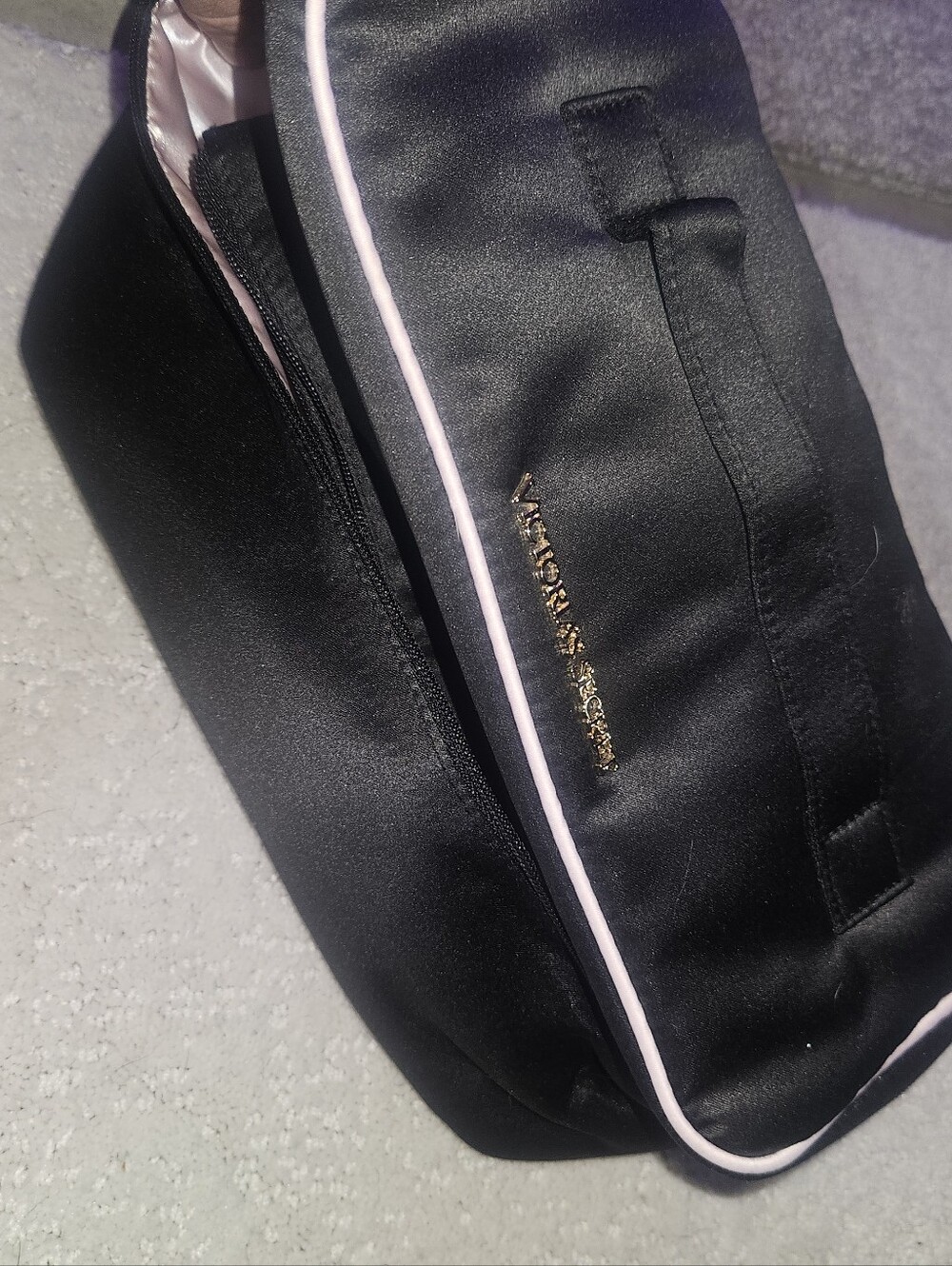 Victoria's Secret Black Toiletry Bag with Light Pink Trim